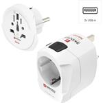 Skross World Travel Pro Light USB, cestovný adaptér, 3-pól., univerzál., 2xUSB-A