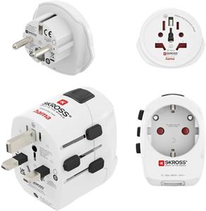 Skross World Travel Pro Light USB, cestovný adaptér, 3-pól., univerzál., 2xUSB-A
