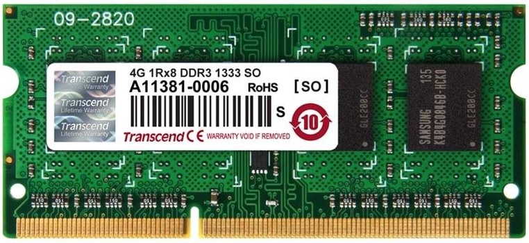 SODIMM DDR3 4GB 1333MHz TRANSCEND 1Rx8 CL9