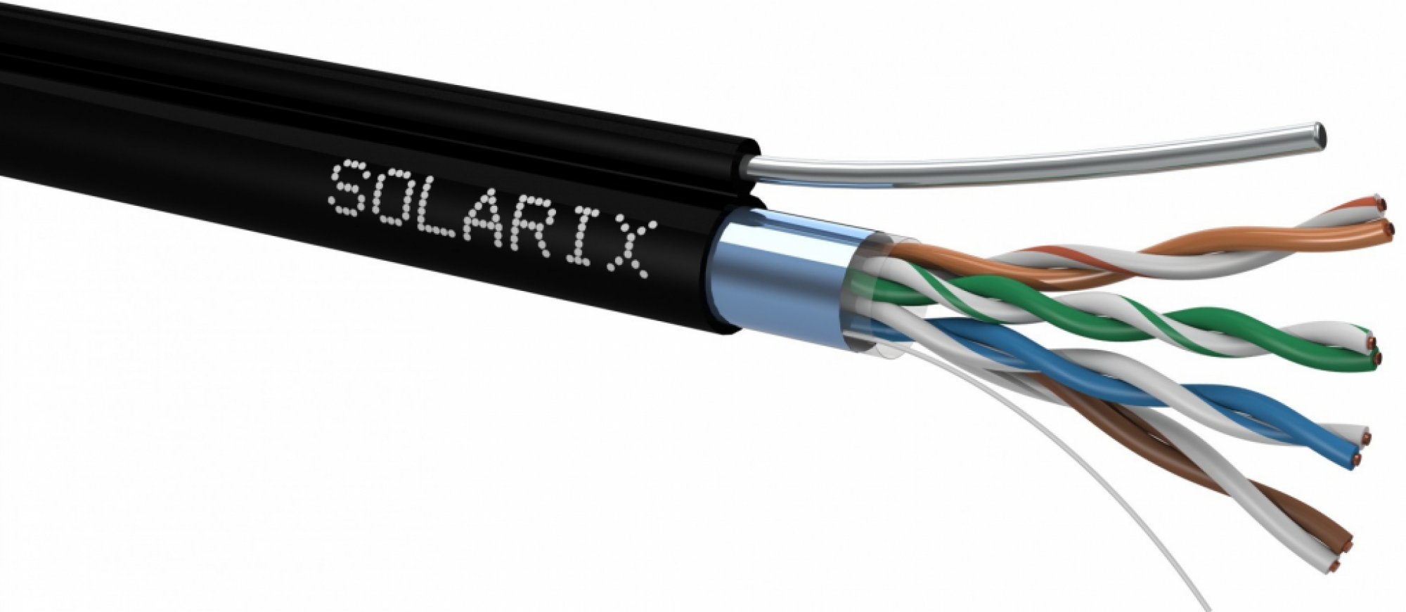 Solarix kábel, cat. 5e, FTP drôt, 305m, outdoor samonosný