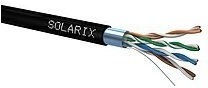 Solarix kábel, cat. 5e, FTP drôt, na metre 1,0m, outdoor, čierny