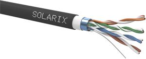 Solarix kábel, cat. 5e, FTP drôt, PVC+PE dvojitý plášť, 305m, čierny outdoor