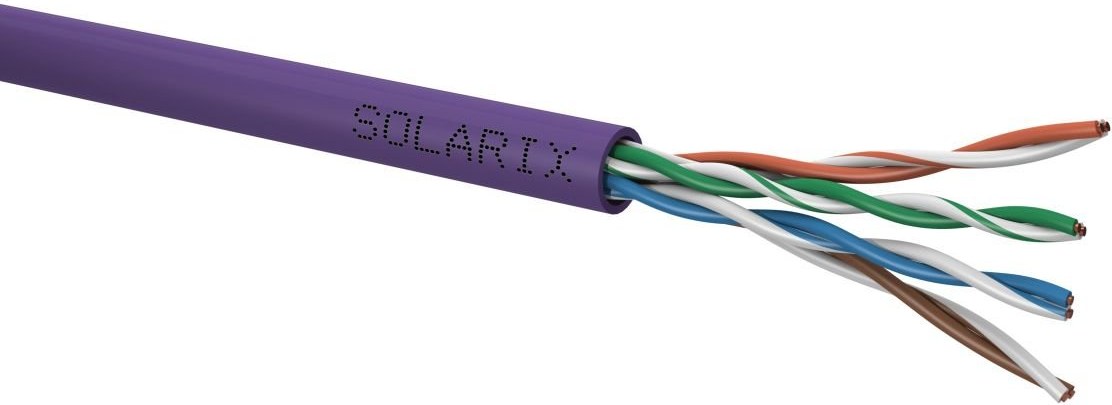 Solarix kábel, cat. 5e, UTP LSOH drôt, 100m, fialový