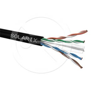 Solarix kábel, cat. 6, UTP drôt, 500m,outdoor, čierny