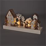 Solight 1V256, LED vianočná dedinka, 34x17cm, drevo, 4 LED, 2x AA