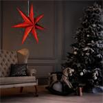Solight 1V263, LED vianočná hviezda červená, závesná, 60cm, 20x LED, 2x AA