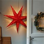 Solight 1V263, LED vianočná hviezda červená, závesná, 60cm, 20x LED, 2x AA