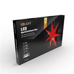 Solight 1V263, LED vianočná hviezda červená, závesná, 60cm, 20x LED, 2x AA