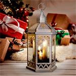 Solight 1V266, LED vianočný lampáš biely, 33cm, 3x LED sviečka, 3x AAA