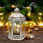 Solight 1V266, LED vianočný lampáš biely, 33cm, 3x LED sviečka, 3x AAA