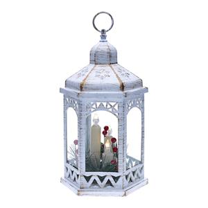 Solight 1V266, LED vianočný lampáš biely, 33cm, 3x LED sviečka, 3x AAA