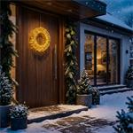 Solight 1v303, LED vianočný veniec 3D, 150 LED, 50cm, IP44, teplá biela, časovač