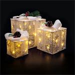 Solight 1v304, sada 3 LED vianočných darčekov, 48x LED, IP44, 230V, biele prevedenie