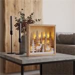 Solight 1v306, LED 3D drevená vianočná dekorácia v ráme, 12x LED, 25cm, 2x AA