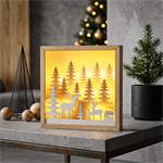 Solight 1v306, LED 3D drevená vianočná dekorácia v ráme, 12x LED, 25cm, 2x AA