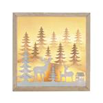 Solight 1v306, LED 3D drevená vianočná dekorácia v ráme, 12x LED, 25cm, 2x AA