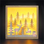 Solight 1v306, LED 3D drevená vianočná dekorácia v ráme, 12x LED, 25cm, 2x AA