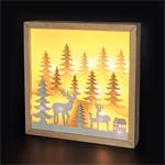 Solight 1v306, LED 3D drevená vianočná dekorácia v ráme, 12x LED, 25cm, 2x AA