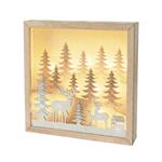 Solight 1v306, LED 3D drevená vianočná dekorácia v ráme, 12x LED, 25cm, 2x AA