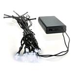 Solight 1V50-W, LED vianočná reťaz, 3m, 20 LED, 3x AA, biela svetlo, zelený kábel