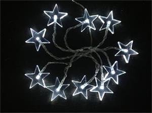 Solight 1V52-W, LED vianočný reťaz, hviezdy, 1m, 10x LED, 2x AA, biele svetlo