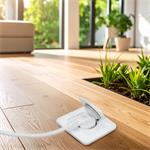 Solight 5B322W, vstavaná podlahová zásuvka, IP55, matná biela, obdĺžnikové viečko