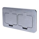 Solight 5B323, vstavaná podlahová dvojzásuvka, IP55, okrúhle viečko