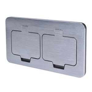 Solight 5B323, vstavaná podlahová dvojzásuvka, IP55, okrúhle viečko