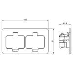 Solight 5B323B, vstavaná podlahová dvojzásuvka, IP55, matná černá, obdĺžnikové viečko