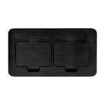 Solight 5B323B, vstavaná podlahová dvojzásuvka, IP55, matná černá, obdĺžnikové viečko