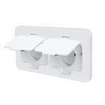 Solight 5B323W, vstavaná podlahová dvojzásuvka, IP55, matná biela, obdĺžnikové viečko