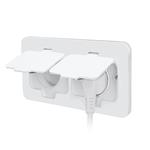 Solight 5B323W, vstavaná podlahová dvojzásuvka, IP55, matná biela, obdĺžnikové viečko