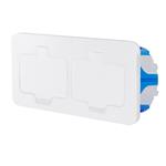 Solight 5B323W, vstavaná podlahová dvojzásuvka, IP55, matná biela, obdĺžnikové viečko