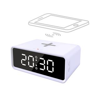 Solight CA07W, digitálny budík s Qi bezdrôtovú nabíjačkou, biela