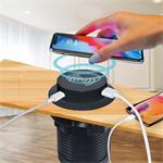 Solight DC64BW-PD20, USB A+C 20W PD+ Wireless 15W výsuvná nabíjačka, čierna