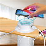 Solight DC64W-PD20, USB A+C 20W PD+ Wireless 15W výsuvná nabíjačka, biela