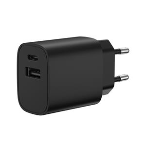 Solight DC71B-B, USB-A+C fast charger nabíjací adaptér, 20W, čierna