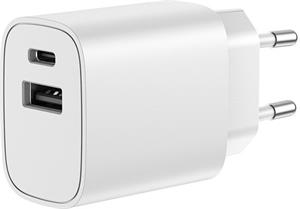 Solight DC71B-W, USB-A+C fast charger nabíjací adaptér, 20W
