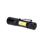 Solight LED kovové svietidlo 3W + COB, 150 + 60lm, AA, čierna