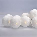 Solight LED reťaz vianočné gule bavlnené, 10LED, 1m, 2x AA, IP20