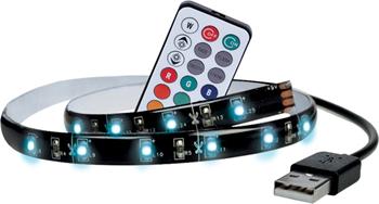 Solight LED RGB pásik pre TV, 100cm, USB, vypínač, diaľkový ovládač