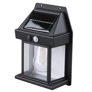 Solight LED solárna lampáš nástenná, teplá biela, 12x17cm, čierna