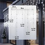Solight LED vianočná girlanda, cencúle, 200 LED, 10m, IP44, studené biele svetlo