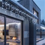 Solight LED vianočná girlanda, cencúle, 300 LED, 15m, IP44, studené biele svetlo