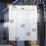 Solight LED vianočná girlanda, cencúle, 300 LED, 15m, IP44, studené biele svetlo