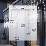Solight LED vianočná girlanda, cencúle, 400 LED, 20m, IP44, studené biele svetlo