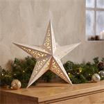 Solight LED vianočná hviezda strieborná, závesná, časovač, 40cm, 15x LED, 2x AA