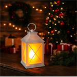 Solight LED vianočný lampáš biely, 20cm, časovač, 2x AA