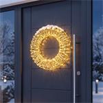 Solight LED vianočný veniec 3D, 150 LED, 50cm, IP44, teplá biela, časovač