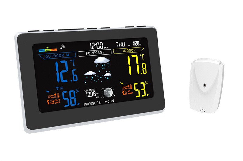 Solight meteostanica, extra veľký farebný LCD, teplota, vlhkosť, tlak, RCC, čierna-strieborná
